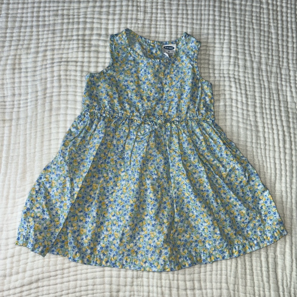 Old Navy Yellow and Blue Floral Sleeveless Dress